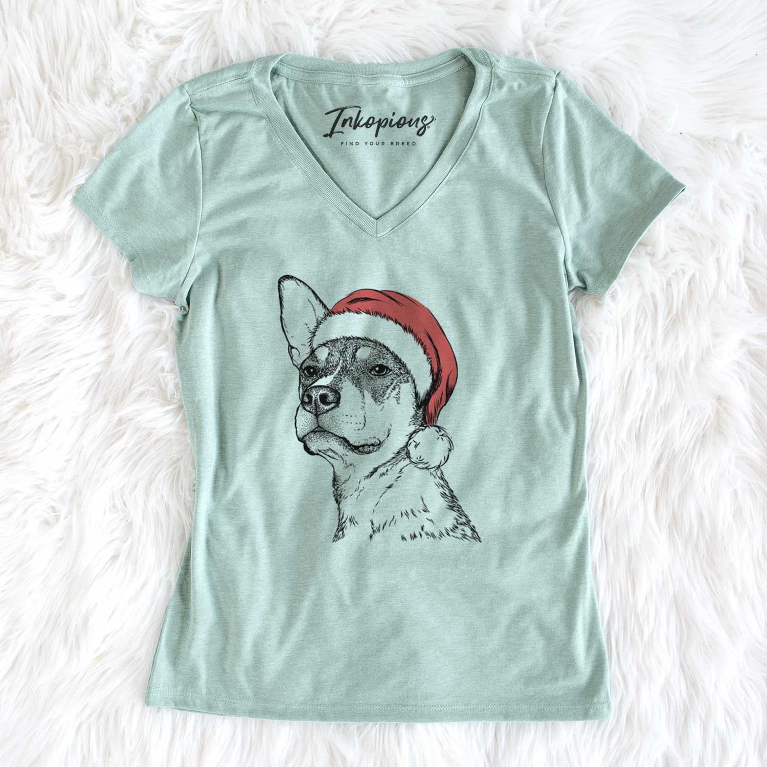 Santa Bill the Heeler Mix - Women's V-neck Shirt