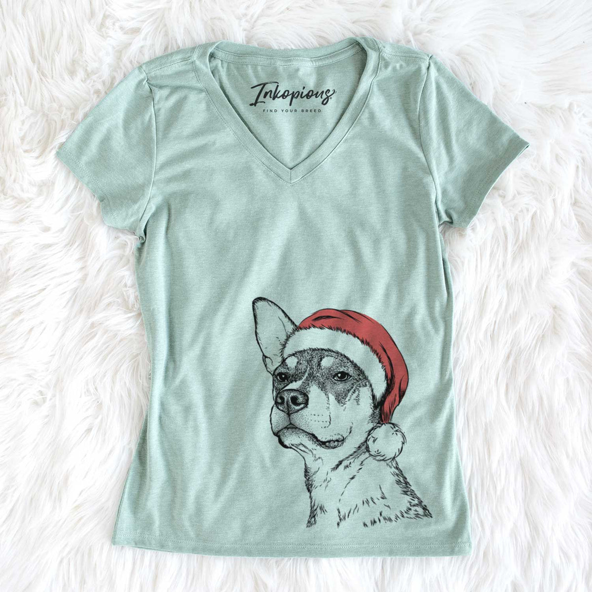 Santa Bill the Heeler Mix - Women&#39;s V-neck Shirt