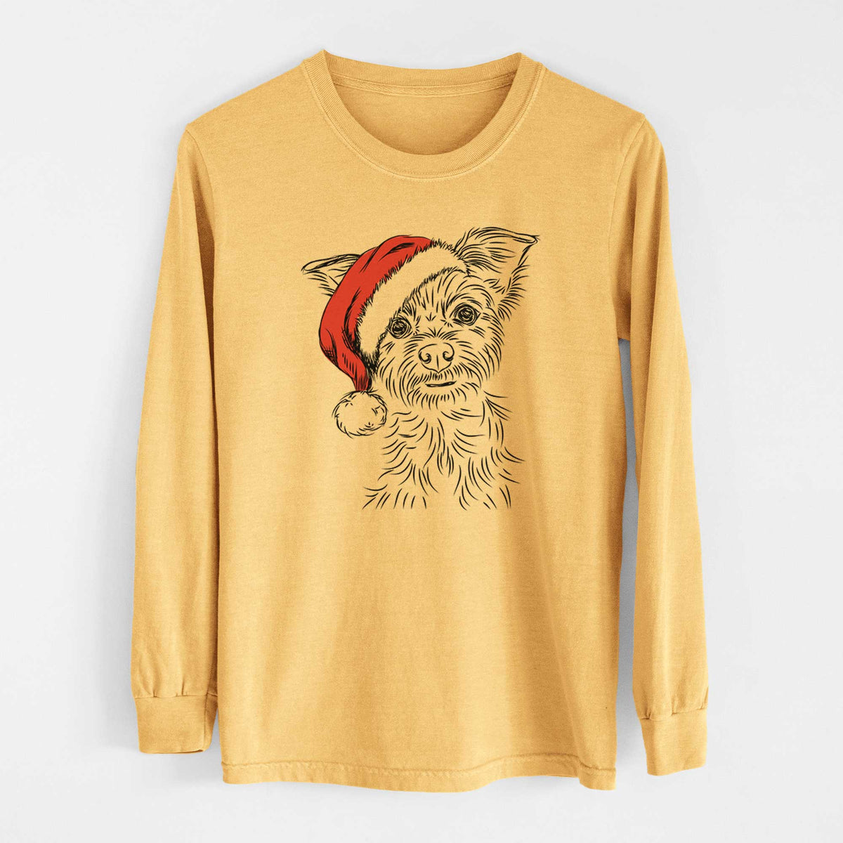 Santa Bingo the Yorkshire Terrier - Heavyweight 100% Cotton Long Sleeve