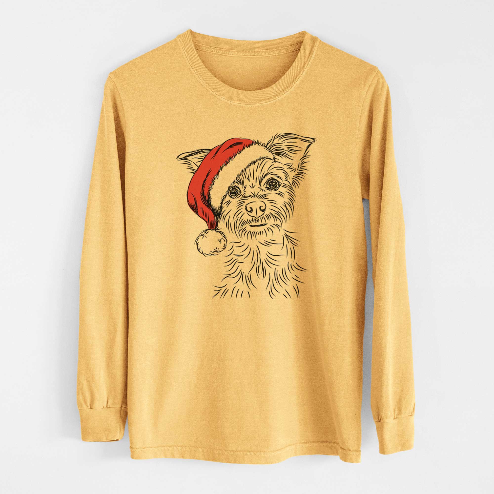 Santa Bingo the Yorkshire Terrier - Heavyweight 100% Cotton Long Sleeve