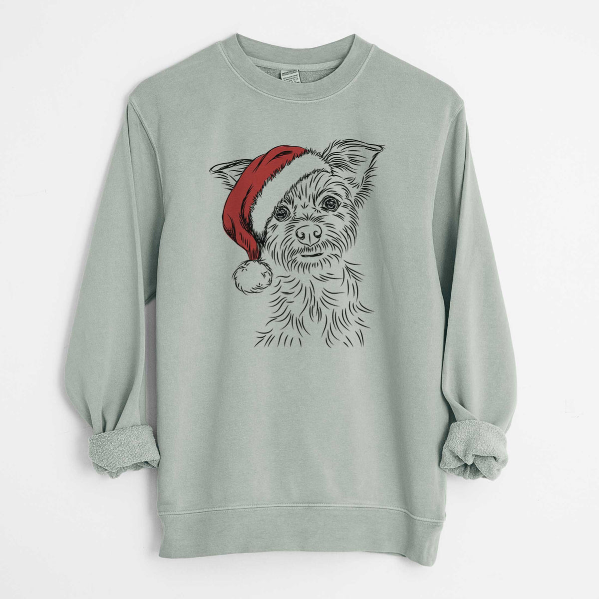 Santa Bingo the Yorkshire Terrier - Unisex Pigment Dyed Crew Sweatshirt