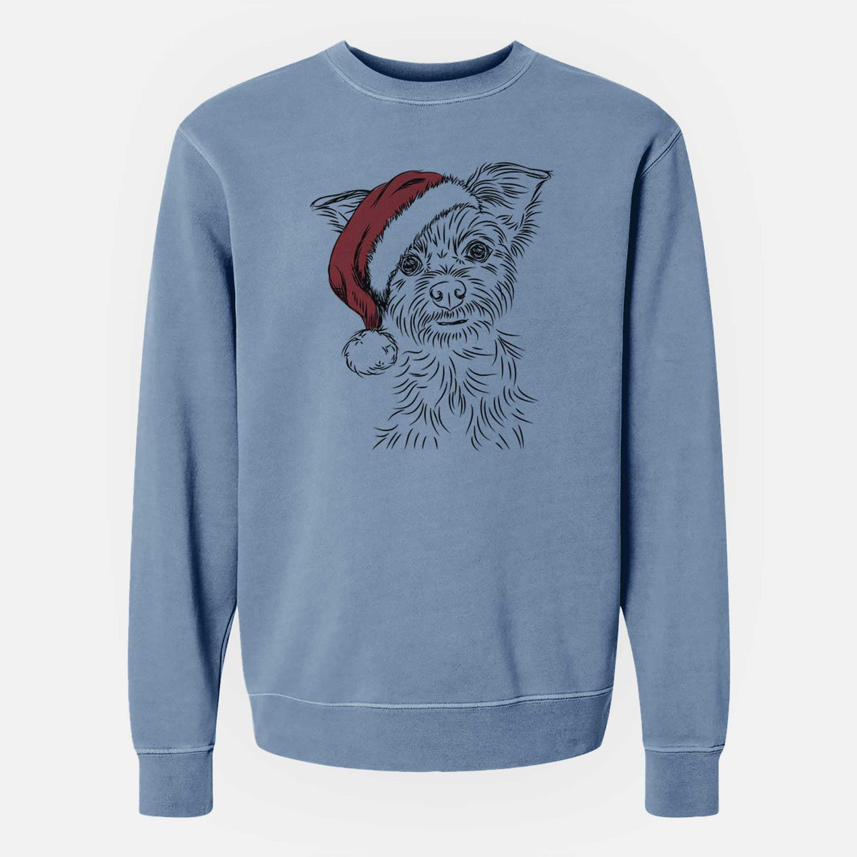 Santa Bingo the Yorkshire Terrier - Unisex Pigment Dyed Crew Sweatshirt