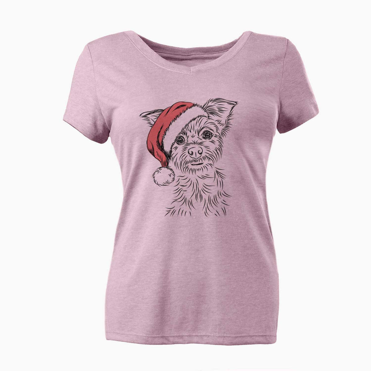 Santa Bingo the Yorkshire Terrier - Women's V-neck Shirt