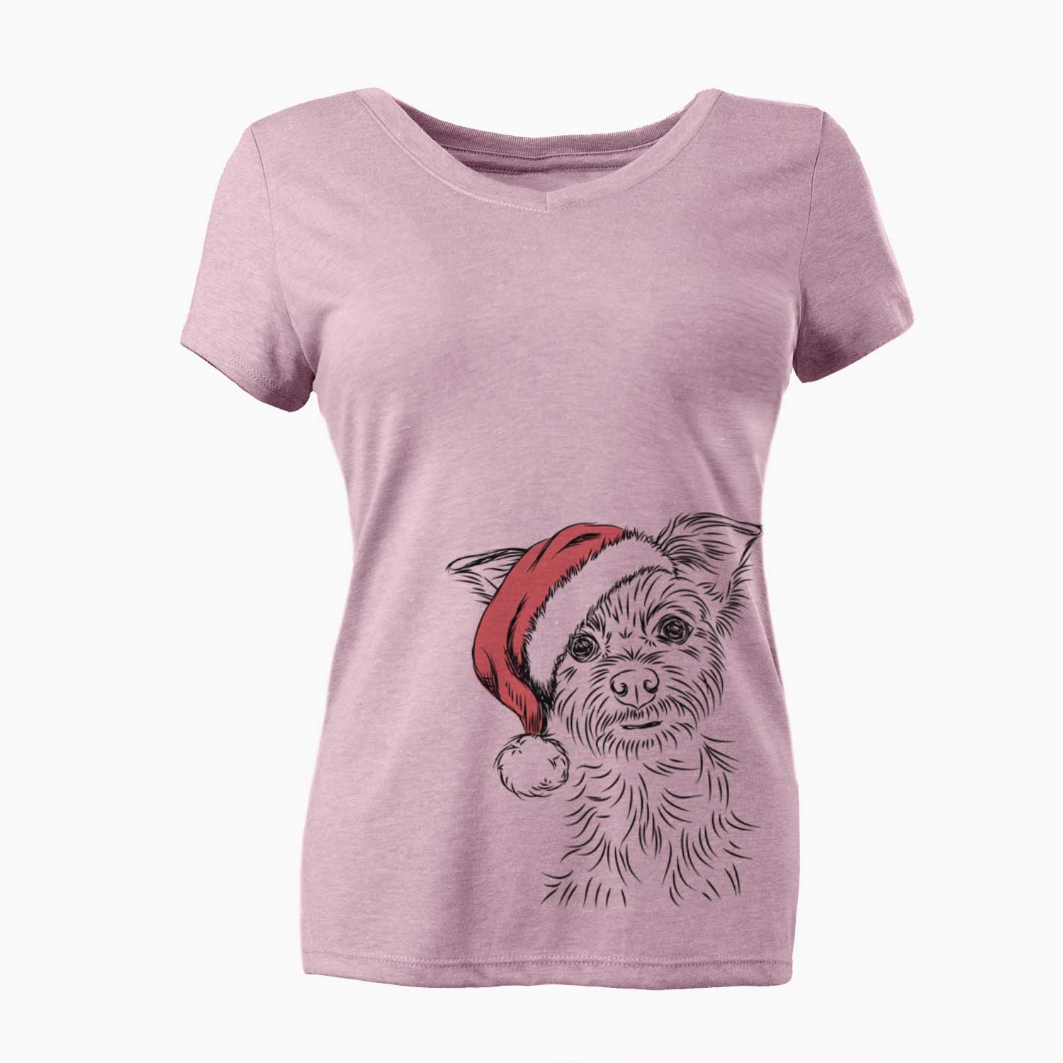 Santa Bingo the Yorkshire Terrier - Women's V-neck Shirt