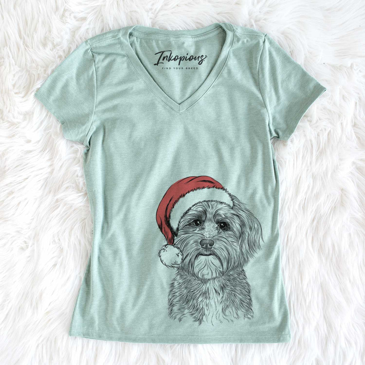 Santa Bingo the Mixed Breed - Women&#39;s V-neck Shirt