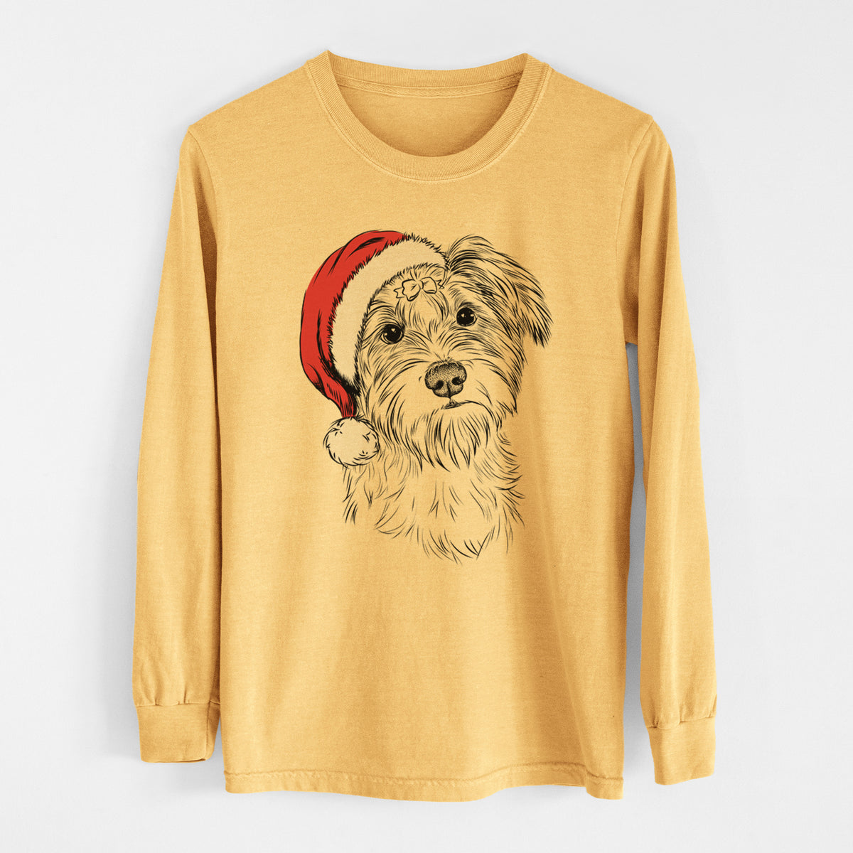 Santa Birdee the Schnauzer Mix - Heavyweight 100% Cotton Long Sleeve