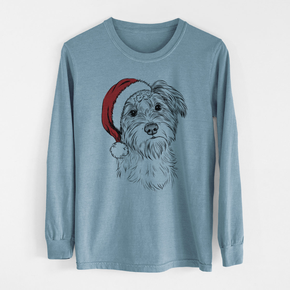 Santa Birdee the Schnauzer Mix - Heavyweight 100% Cotton Long Sleeve