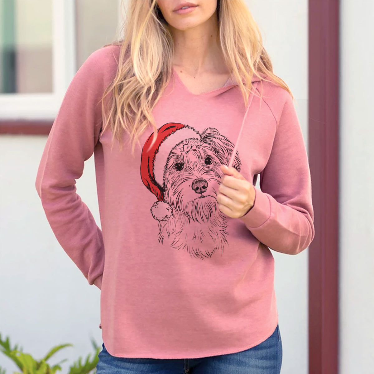 Santa Birdee the Schnauzer Mix - Cali Wave Hooded Sweatshirt