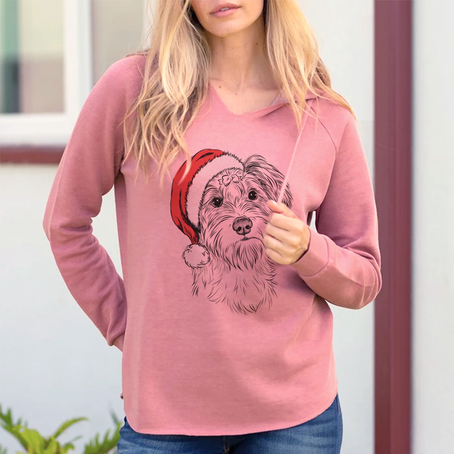 Santa Birdee the Schnauzer Mix - Cali Wave Hooded Sweatshirt