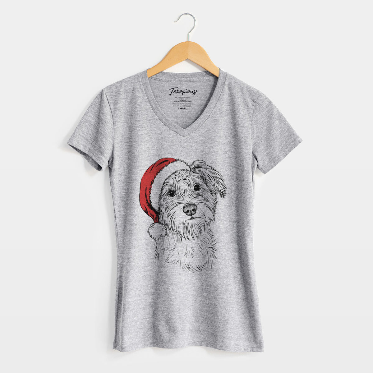 Santa Birdee the Schnauzer Mix - Women's Perfect V-neck Shirt