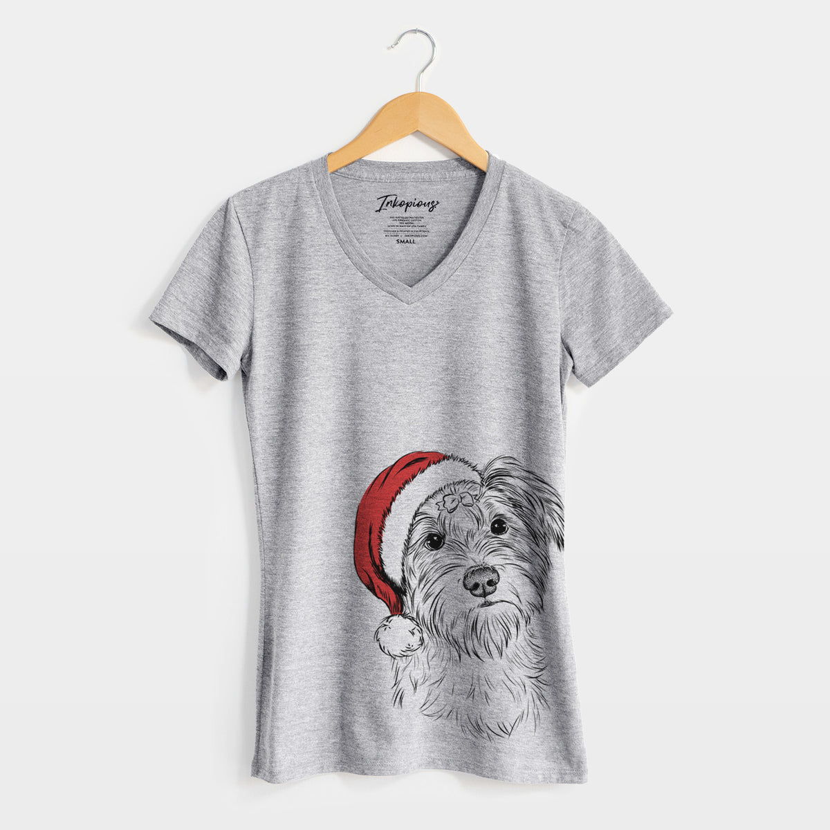 Santa Birdee the Schnauzer Mix - Women's Perfect V-neck Shirt