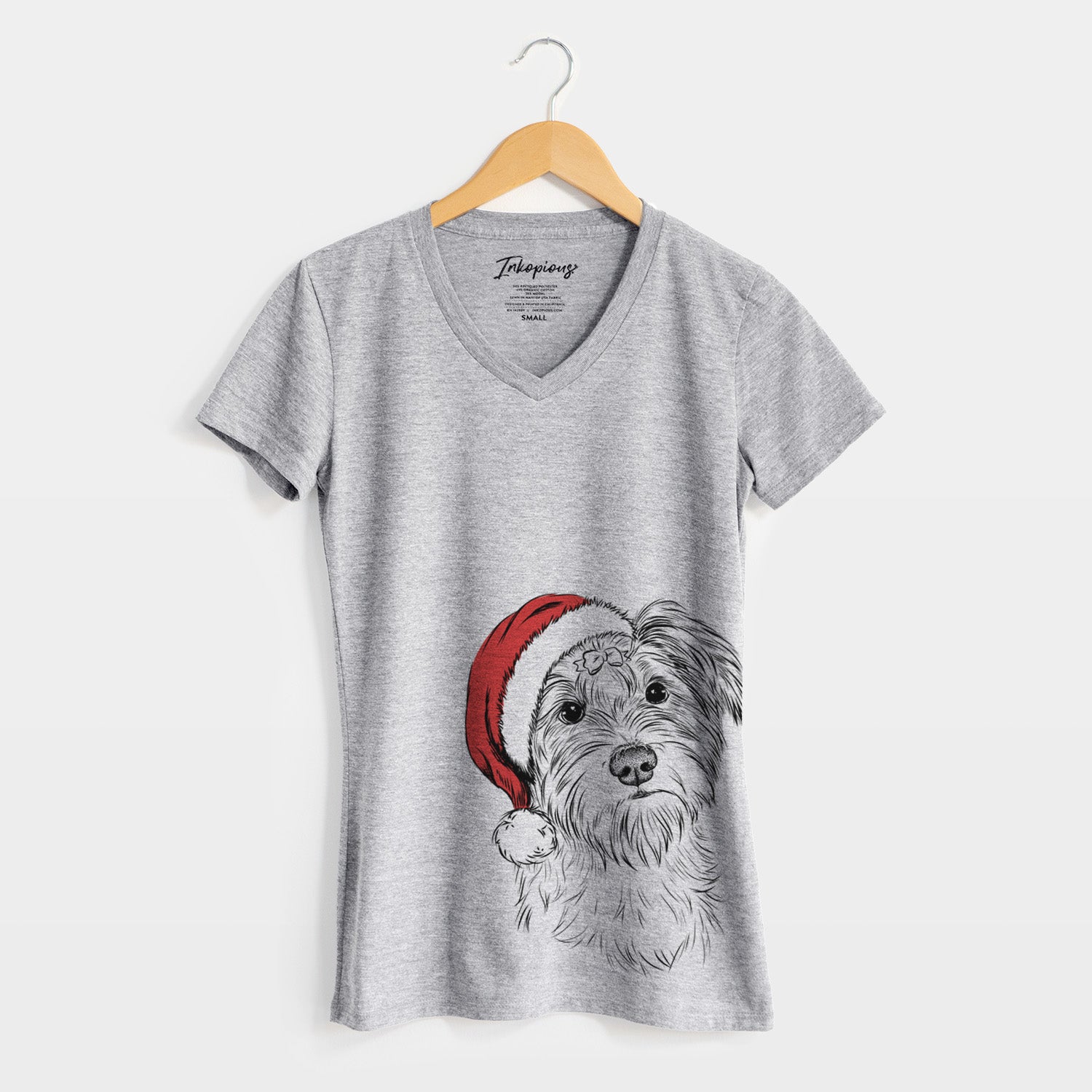 Santa Birdee the Schnauzer Mix - Women's Perfect V-neck Shirt