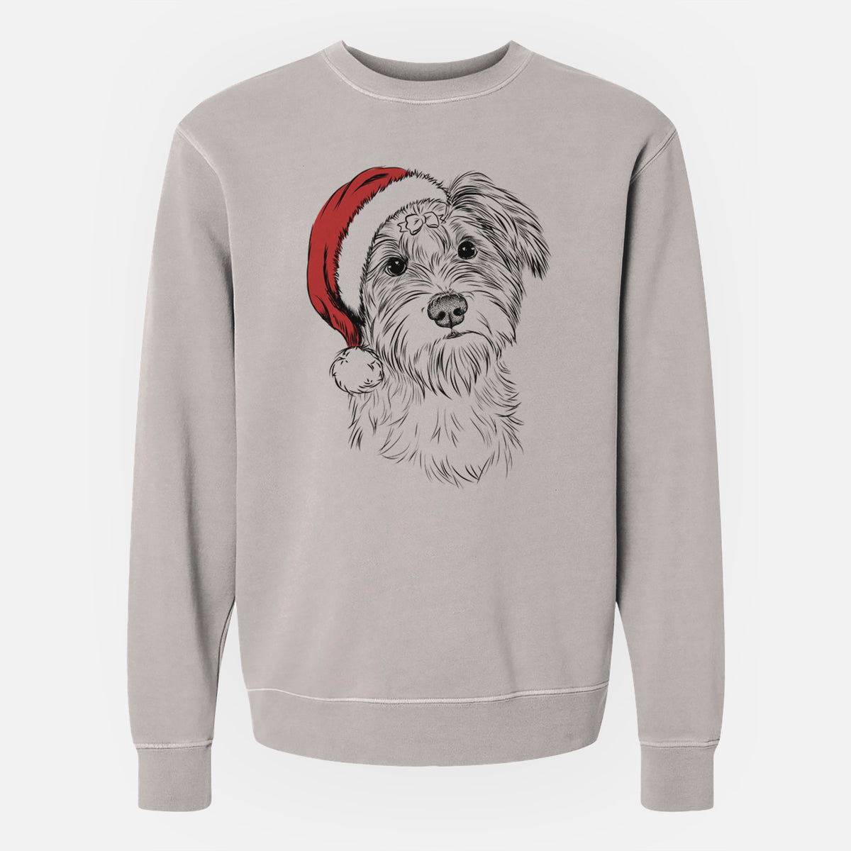 Santa Birdee the Schnauzer Mix - Unisex Pigment Dyed Crew Sweatshirt