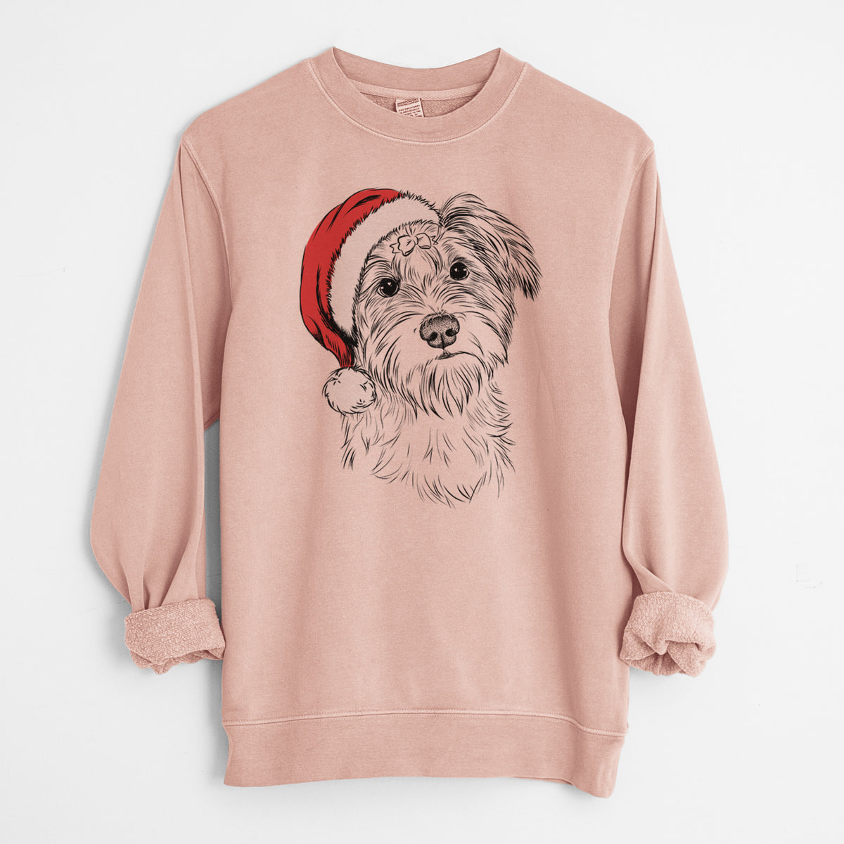 Santa Birdee the Schnauzer Mix - Unisex Pigment Dyed Crew Sweatshirt
