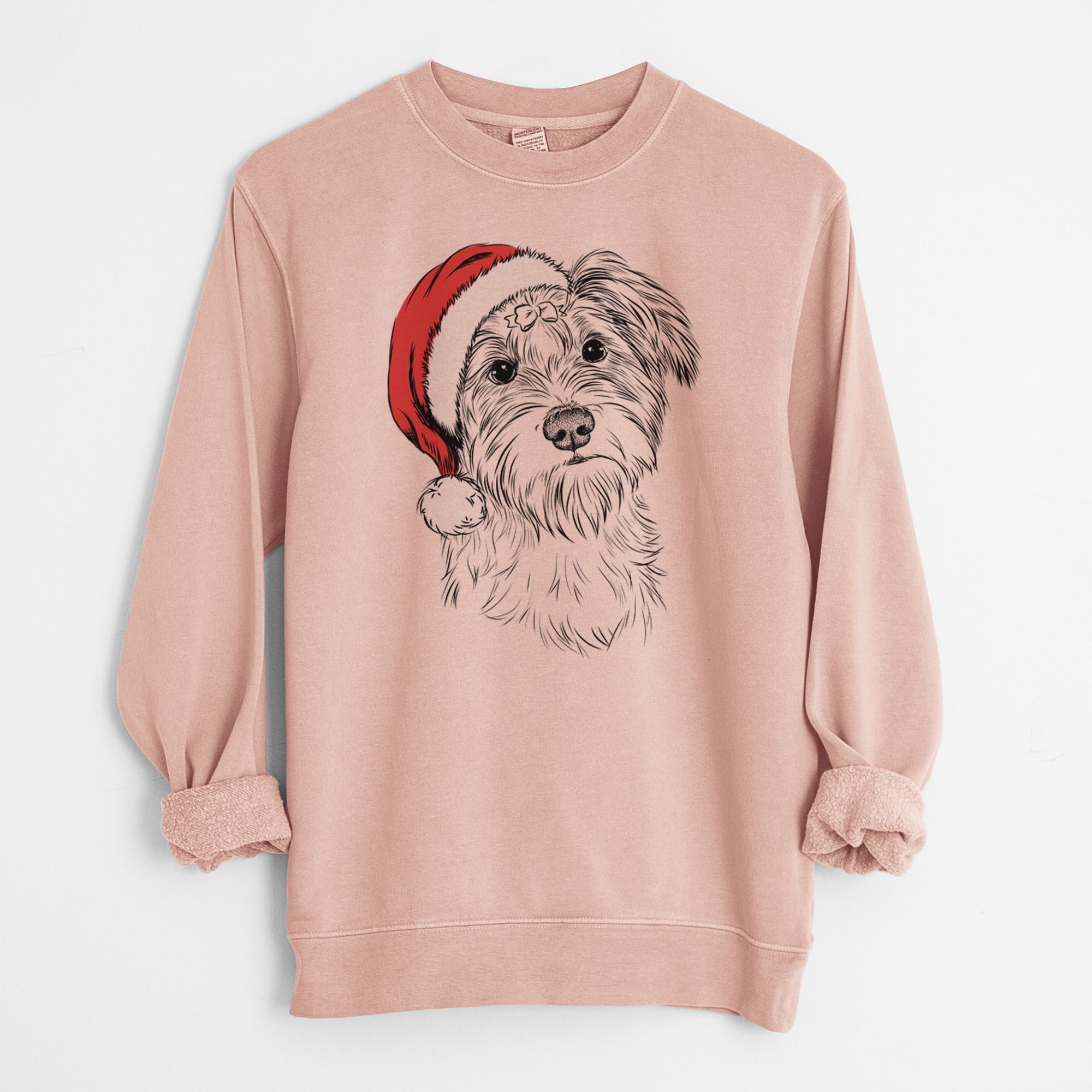 Santa Birdee the Schnauzer Mix - Unisex Pigment Dyed Crew Sweatshirt