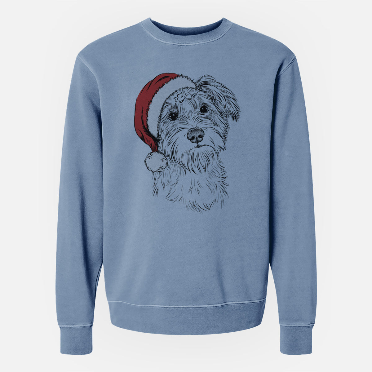 Santa Birdee the Schnauzer Mix - Unisex Pigment Dyed Crew Sweatshirt