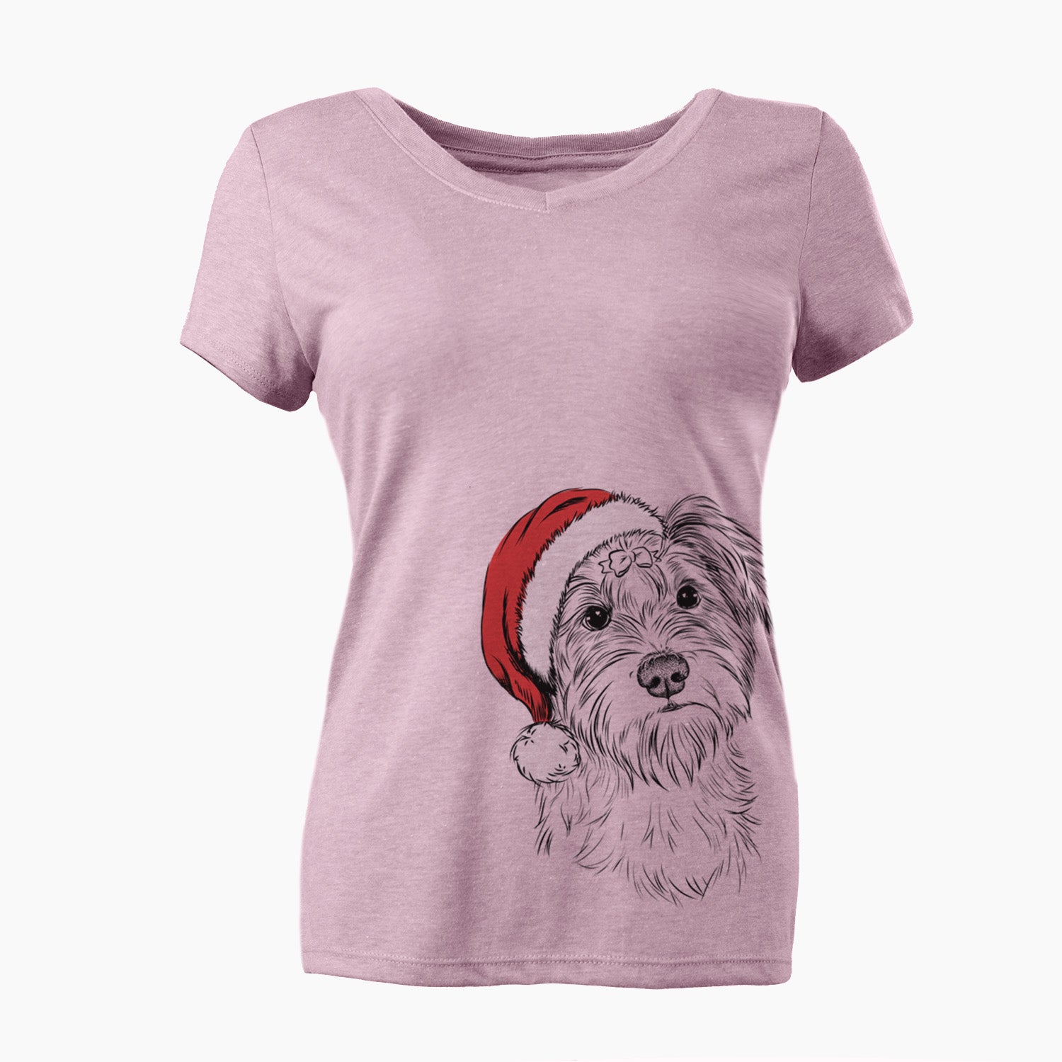 Santa Birdee the Schnauzer Mix - Women's Perfect V-neck Shirt