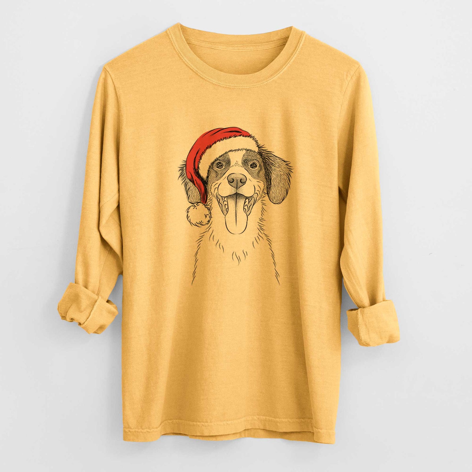 Santa Birdie the Brittany - Heavyweight 100% Cotton Long Sleeve