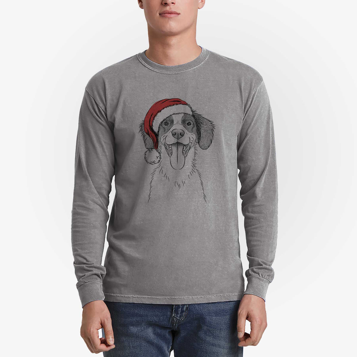 Santa Birdie the Brittany - Heavyweight 100% Cotton Long Sleeve