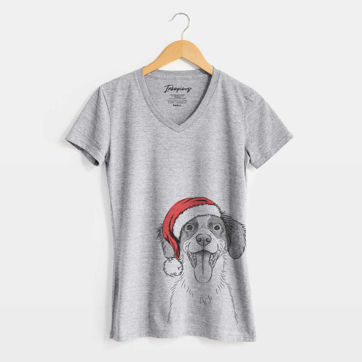 Santa Birdie the Brittany - Women's V-neck Shirt