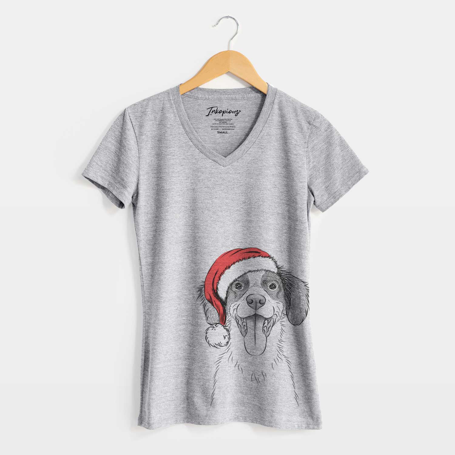 Santa Birdie the Brittany - Women's V-neck Shirt
