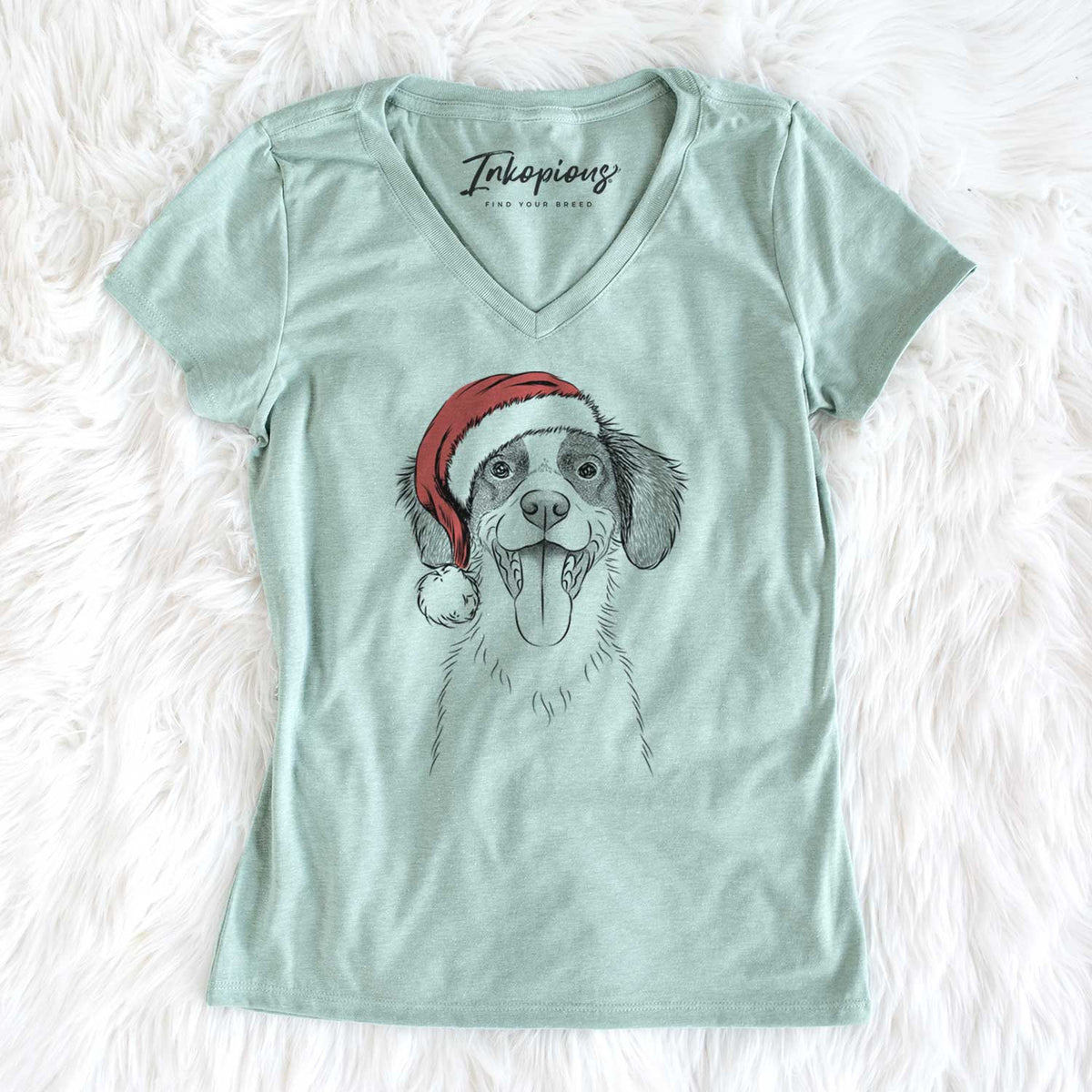 Santa Birdie the Brittany - Women's V-neck Shirt