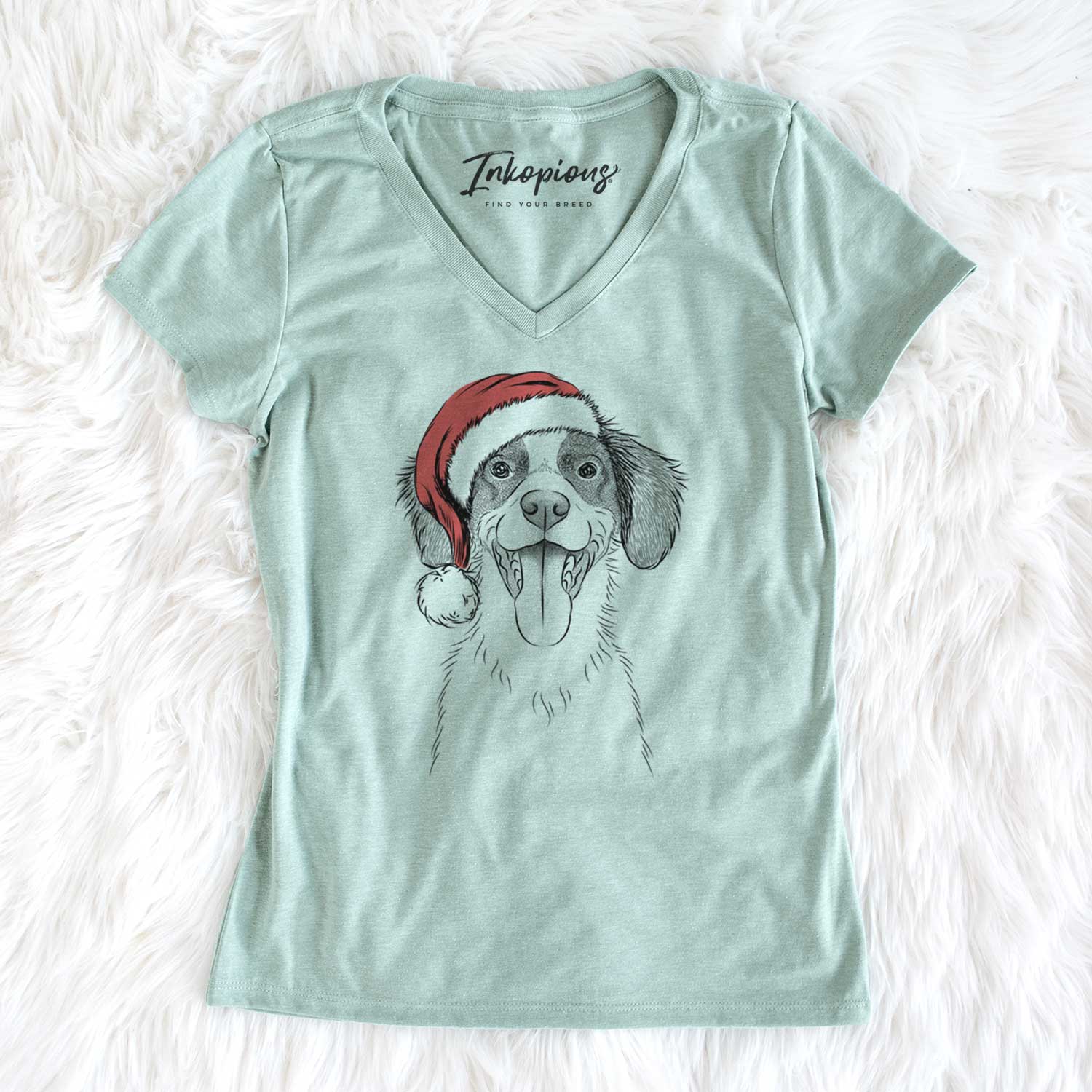 Santa Birdie the Brittany - Women's V-neck Shirt