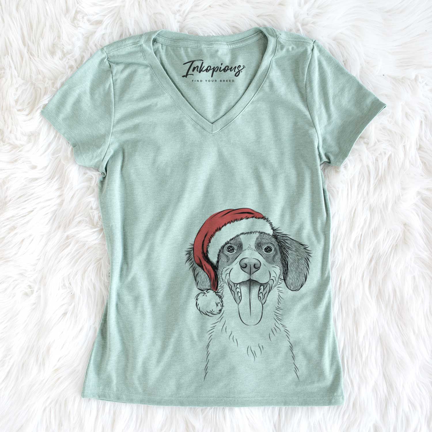 Santa Birdie the Brittany - Women's V-neck Shirt
