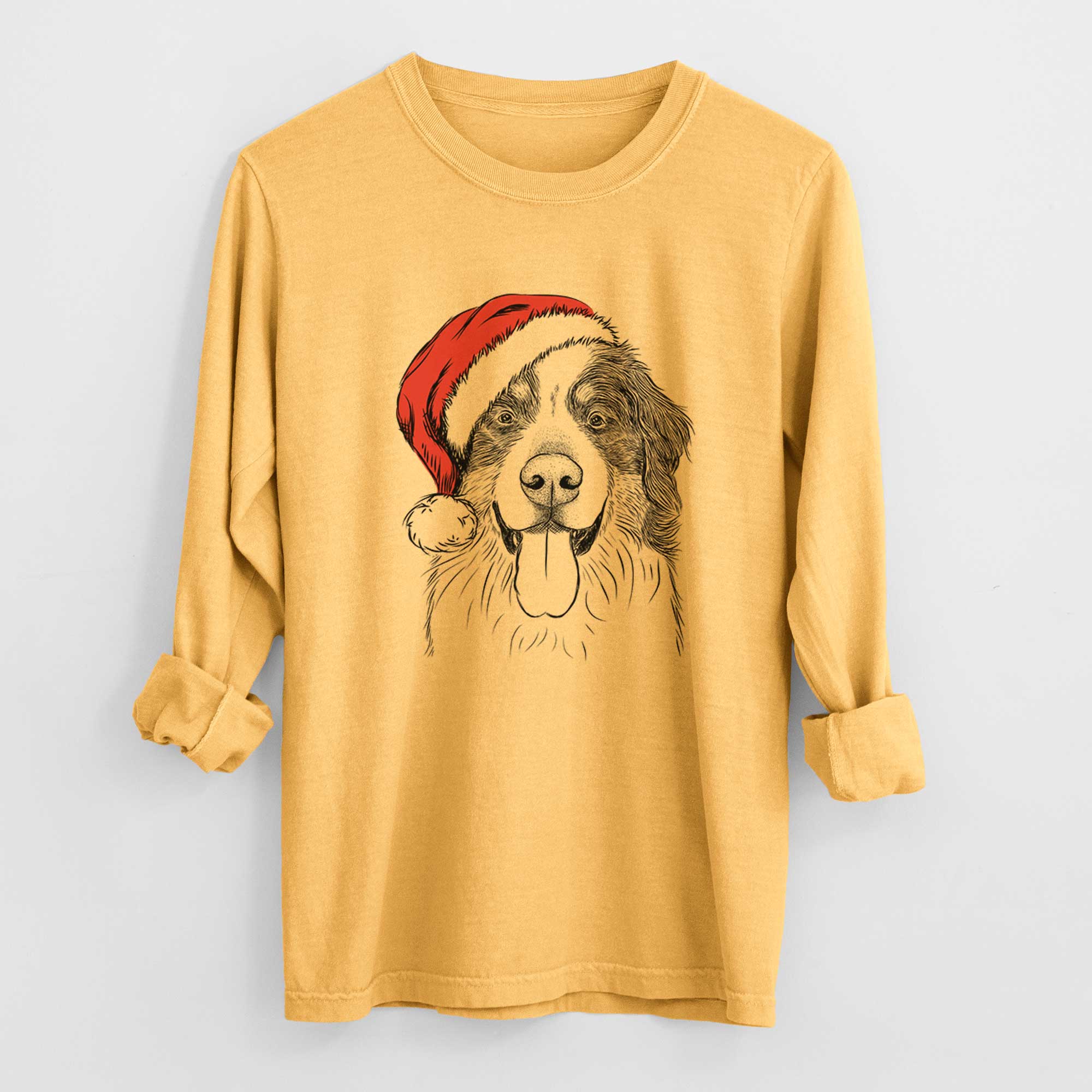 Santa Blaze the Bernese Mountain Dog - Heavyweight 100% Cotton Long Sleeve