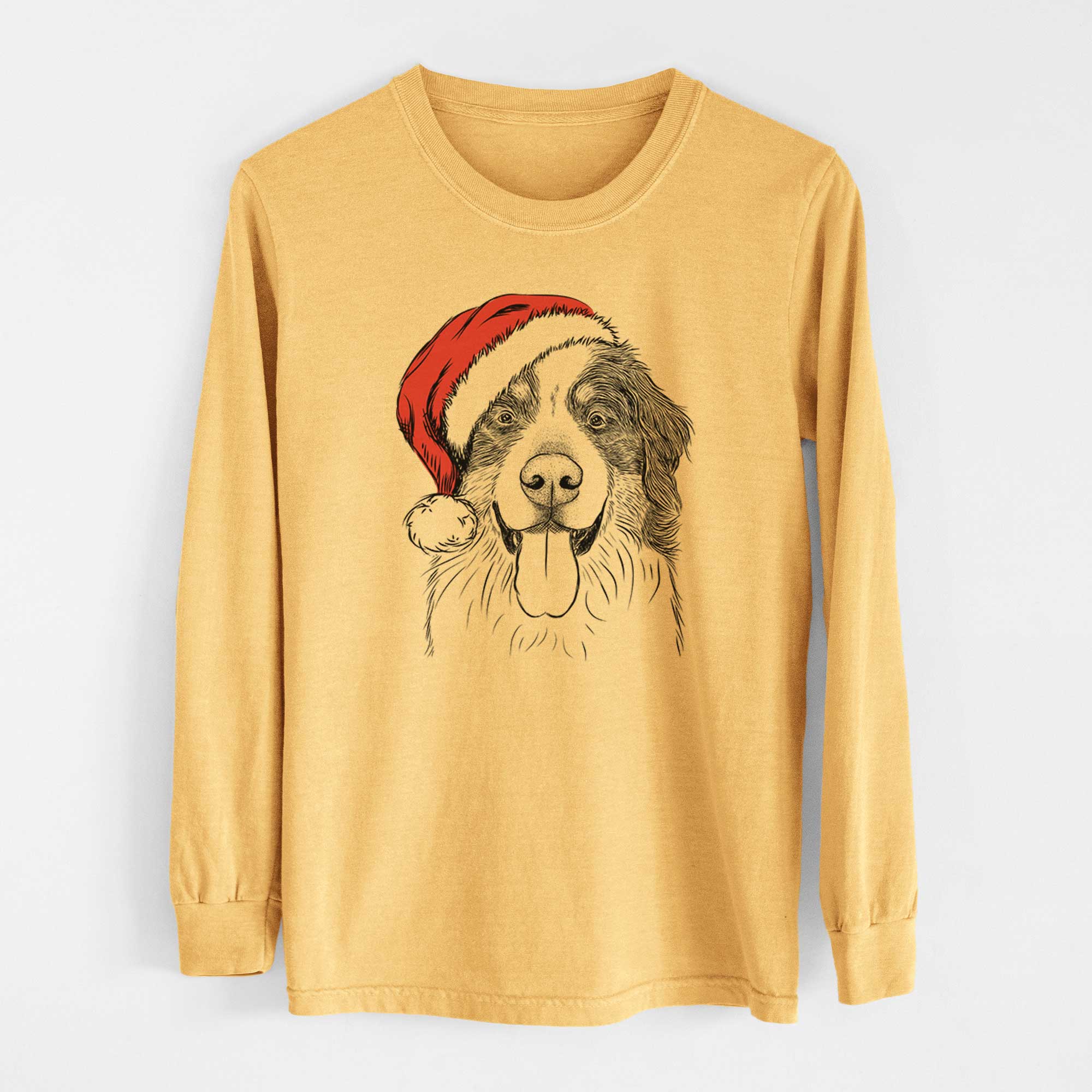 Santa Blaze the Bernese Mountain Dog - Heavyweight 100% Cotton Long Sleeve