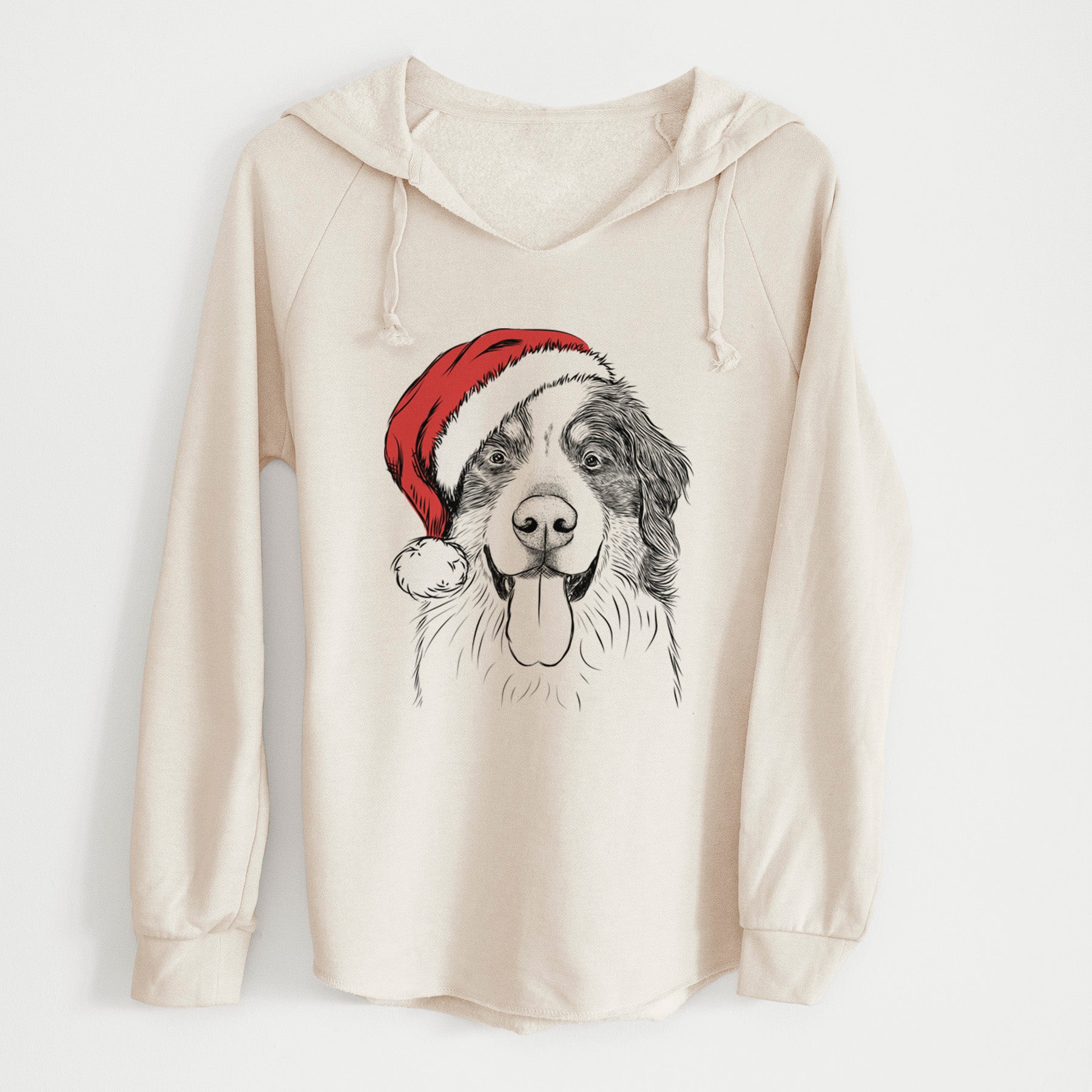 Santa Blaze the Bernese Mountain Dog - Cali Wave Hooded Sweatshirt