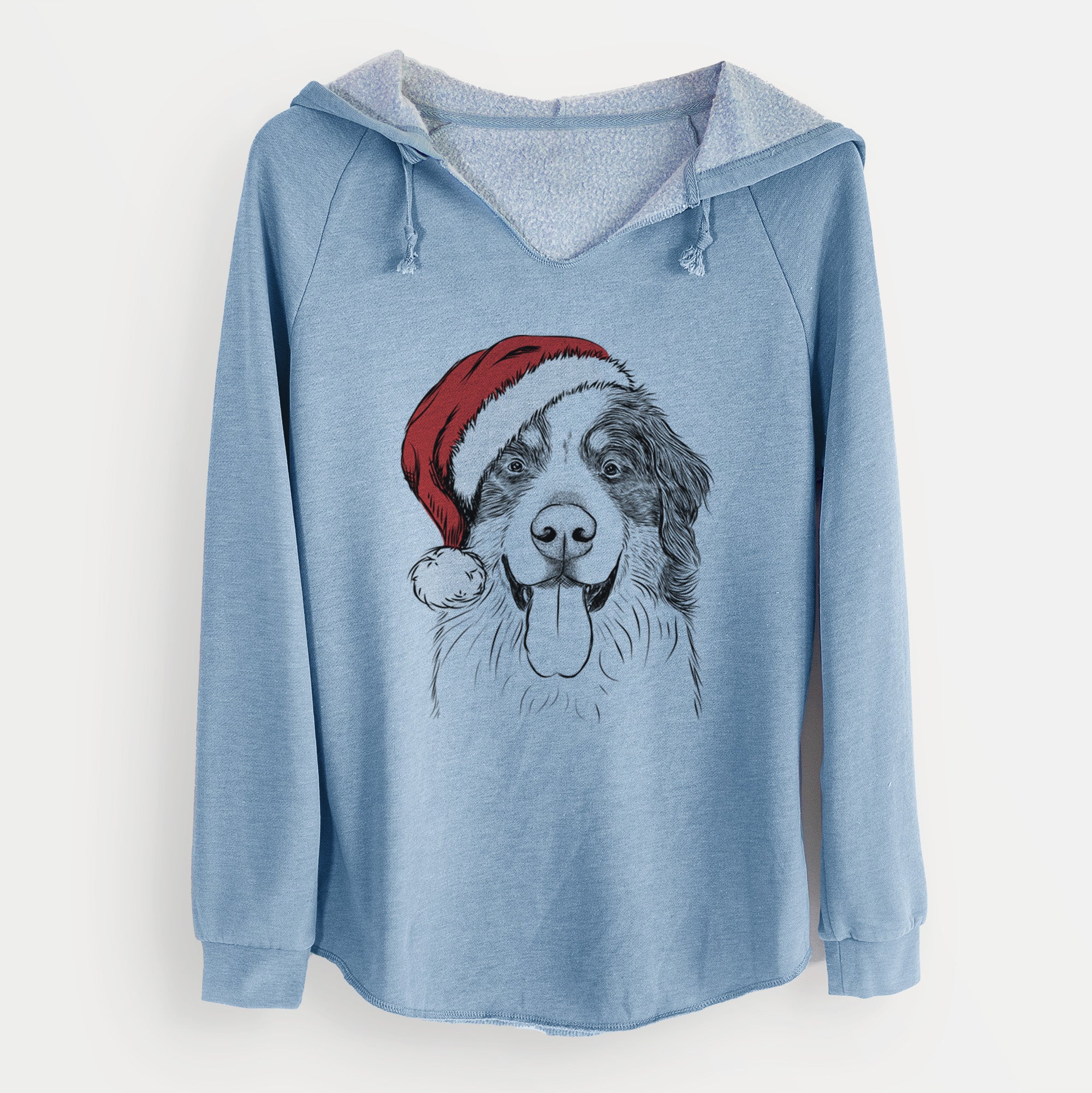 Santa Blaze the Bernese Mountain Dog - Cali Wave Hooded Sweatshirt