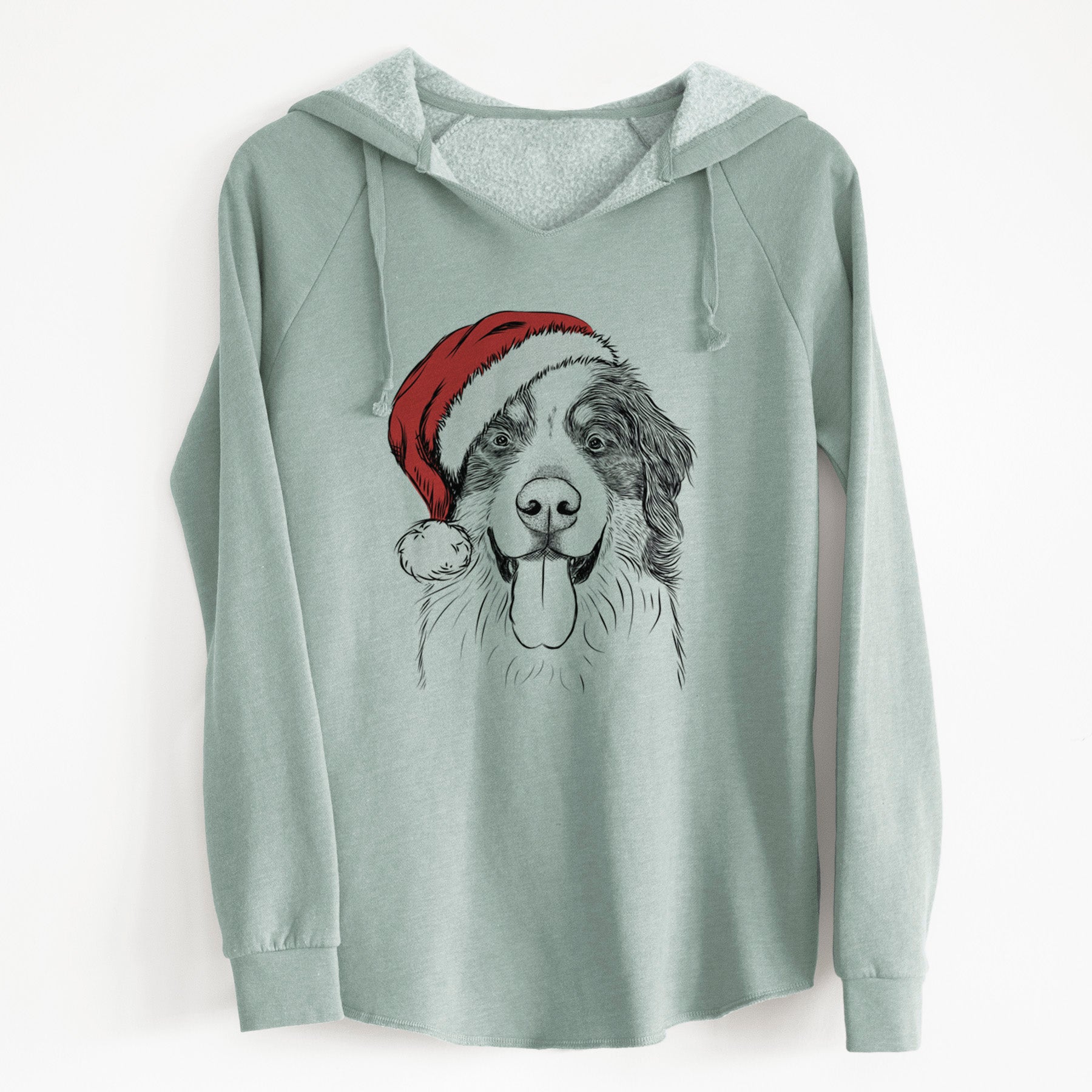 Santa Blaze the Bernese Mountain Dog - Cali Wave Hooded Sweatshirt