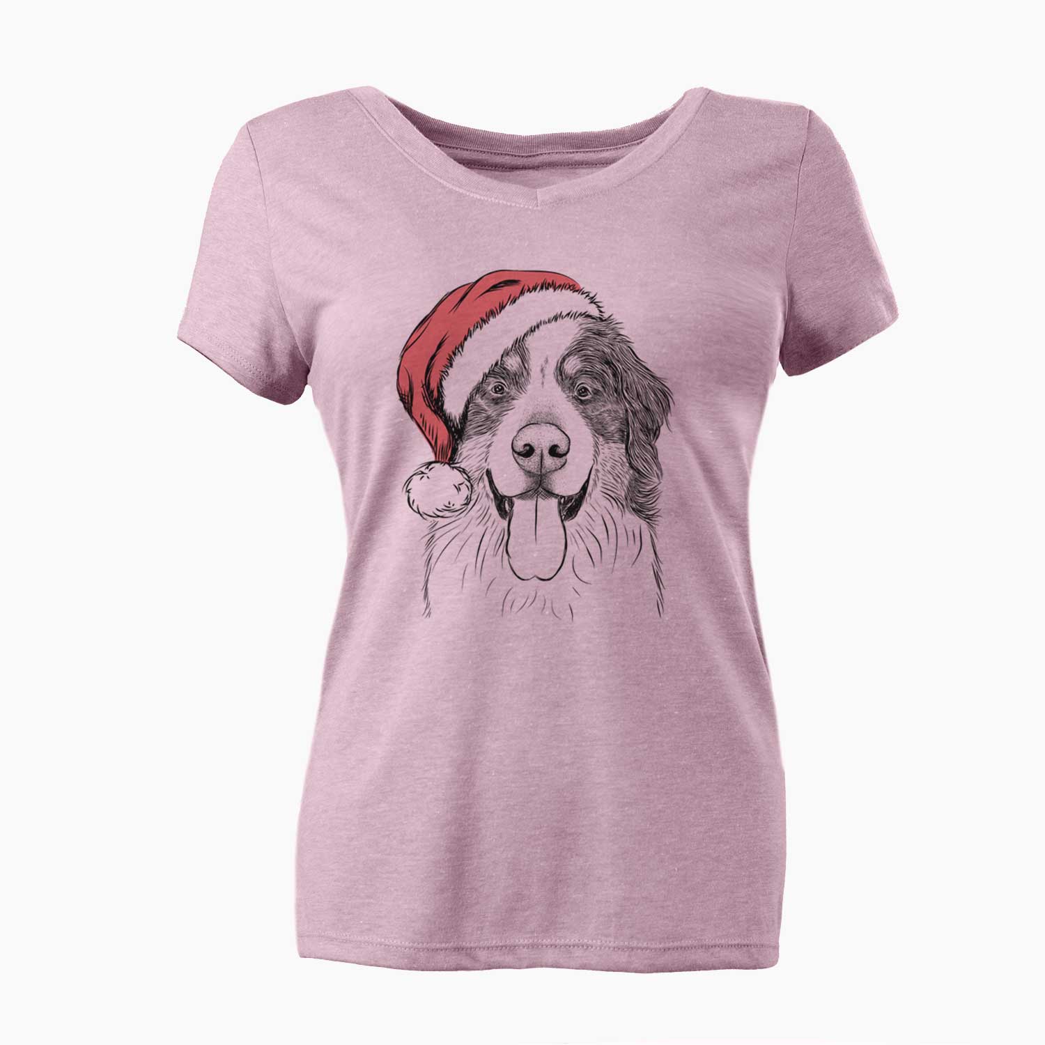 Santa Blaze the Bernese Mountain Dog - Women's V-neck Shirt