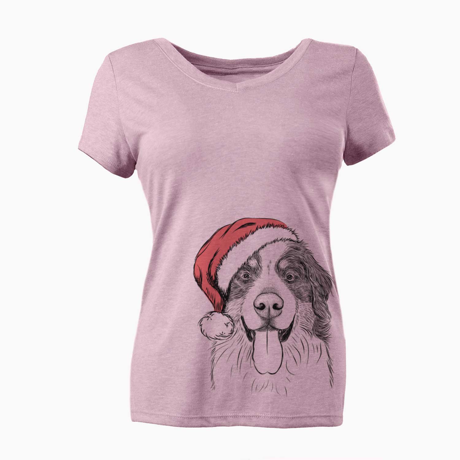 Santa Blaze the Bernese Mountain Dog - Women's V-neck Shirt