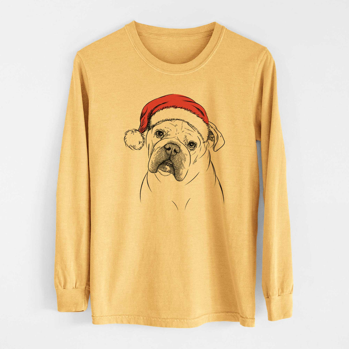 Santa Blossom the English Bulldog - Heavyweight 100% Cotton Long Sleeve