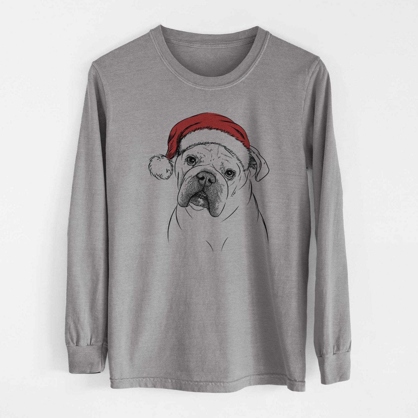 Santa Blossom the English Bulldog - Heavyweight 100% Cotton Long Sleeve