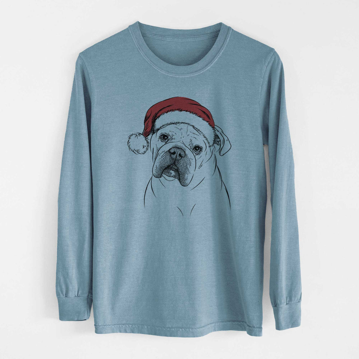 Santa Blossom the English Bulldog - Heavyweight 100% Cotton Long Sleeve