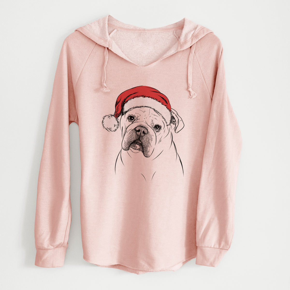 Santa Blossom the English Bulldog - Cali Wave Hooded Sweatshirt