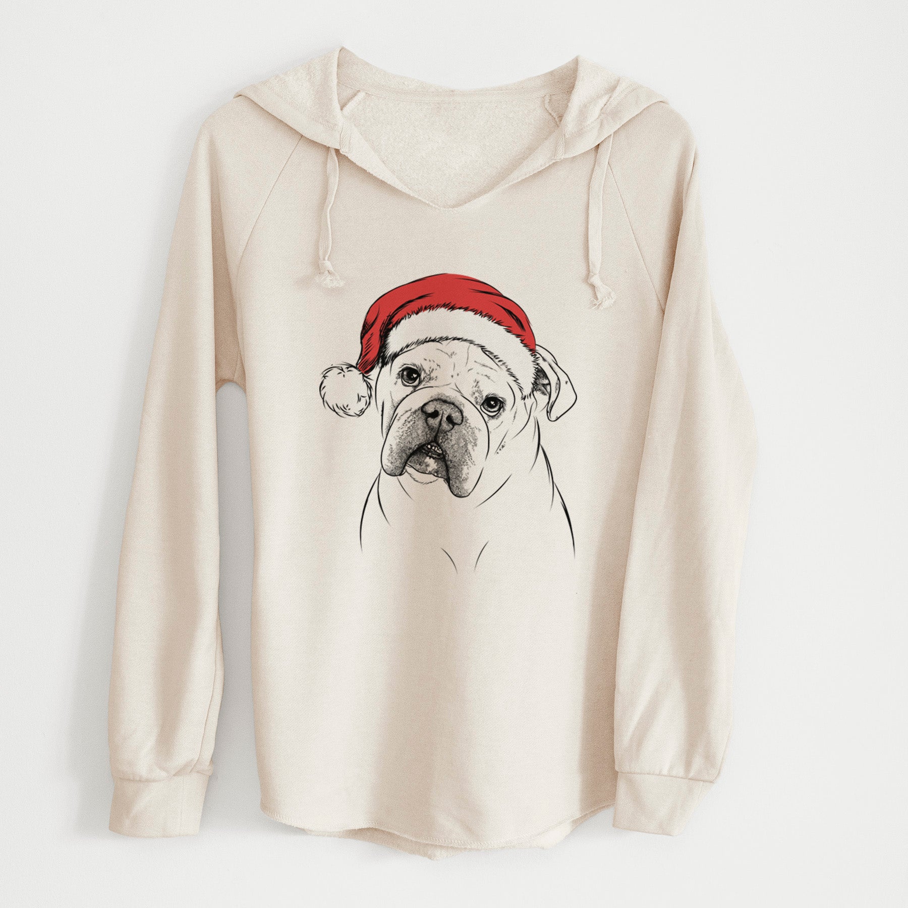 Santa Blossom the English Bulldog - Cali Wave Hooded Sweatshirt