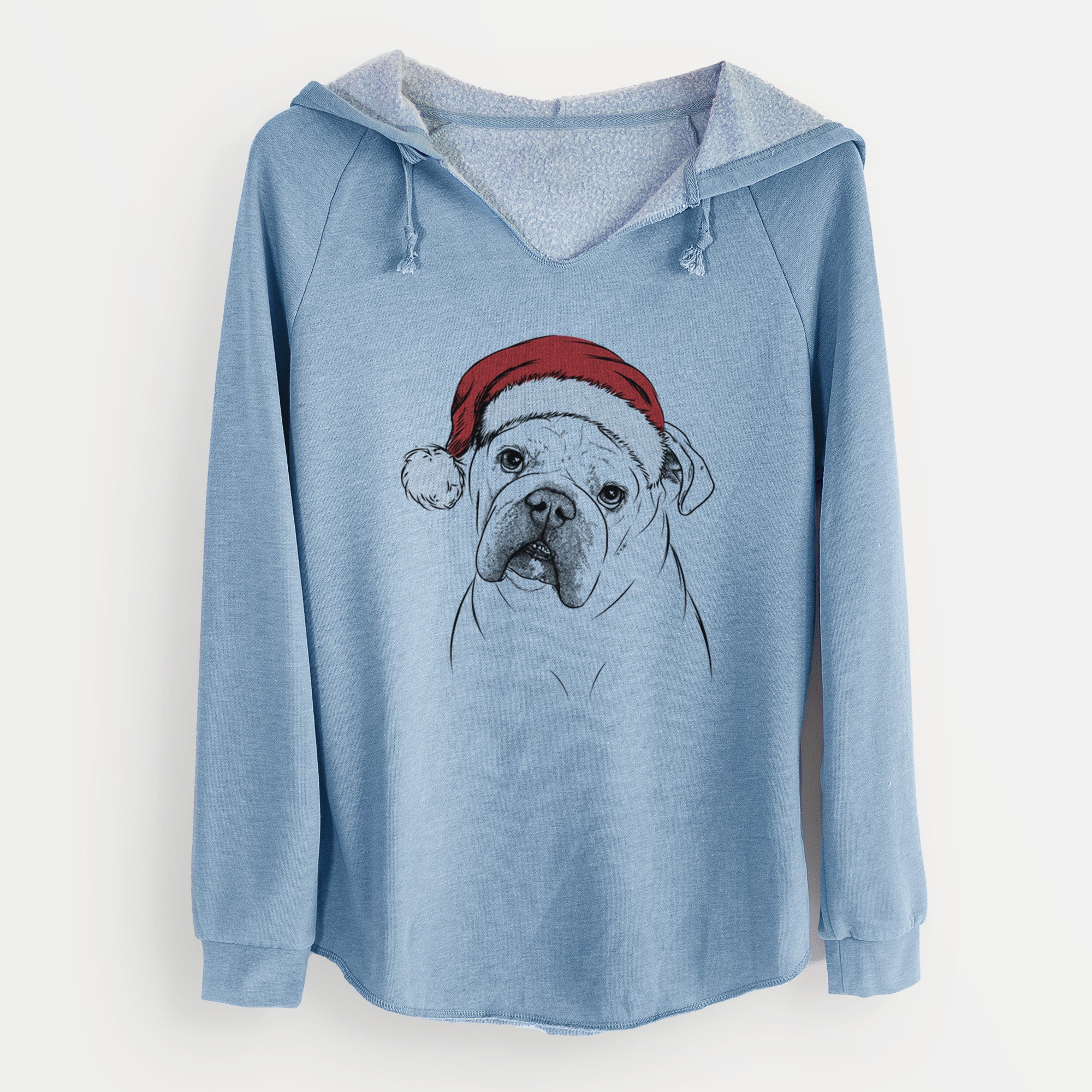 Santa Blossom the English Bulldog - Cali Wave Hooded Sweatshirt