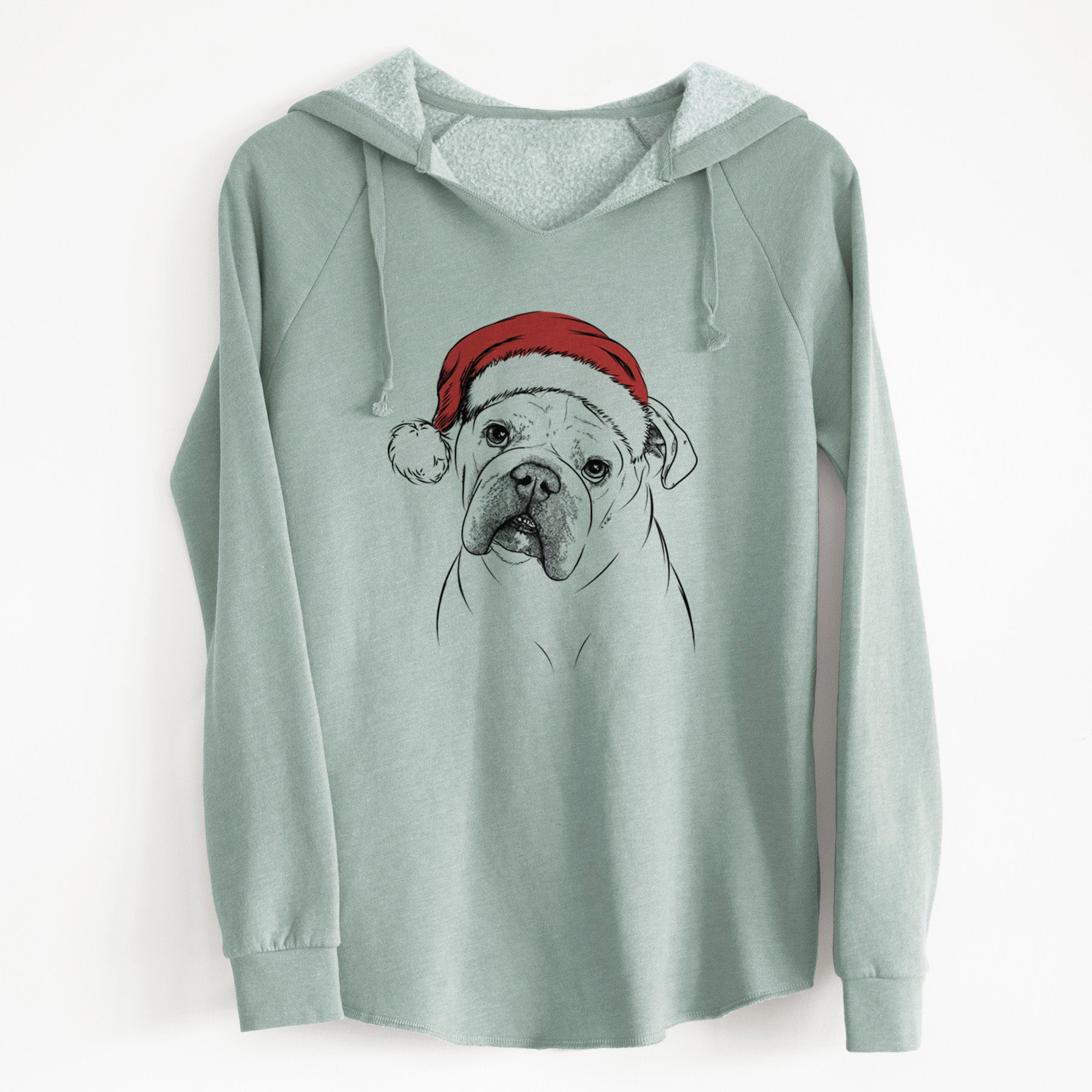 Santa Blossom the English Bulldog - Cali Wave Hooded Sweatshirt