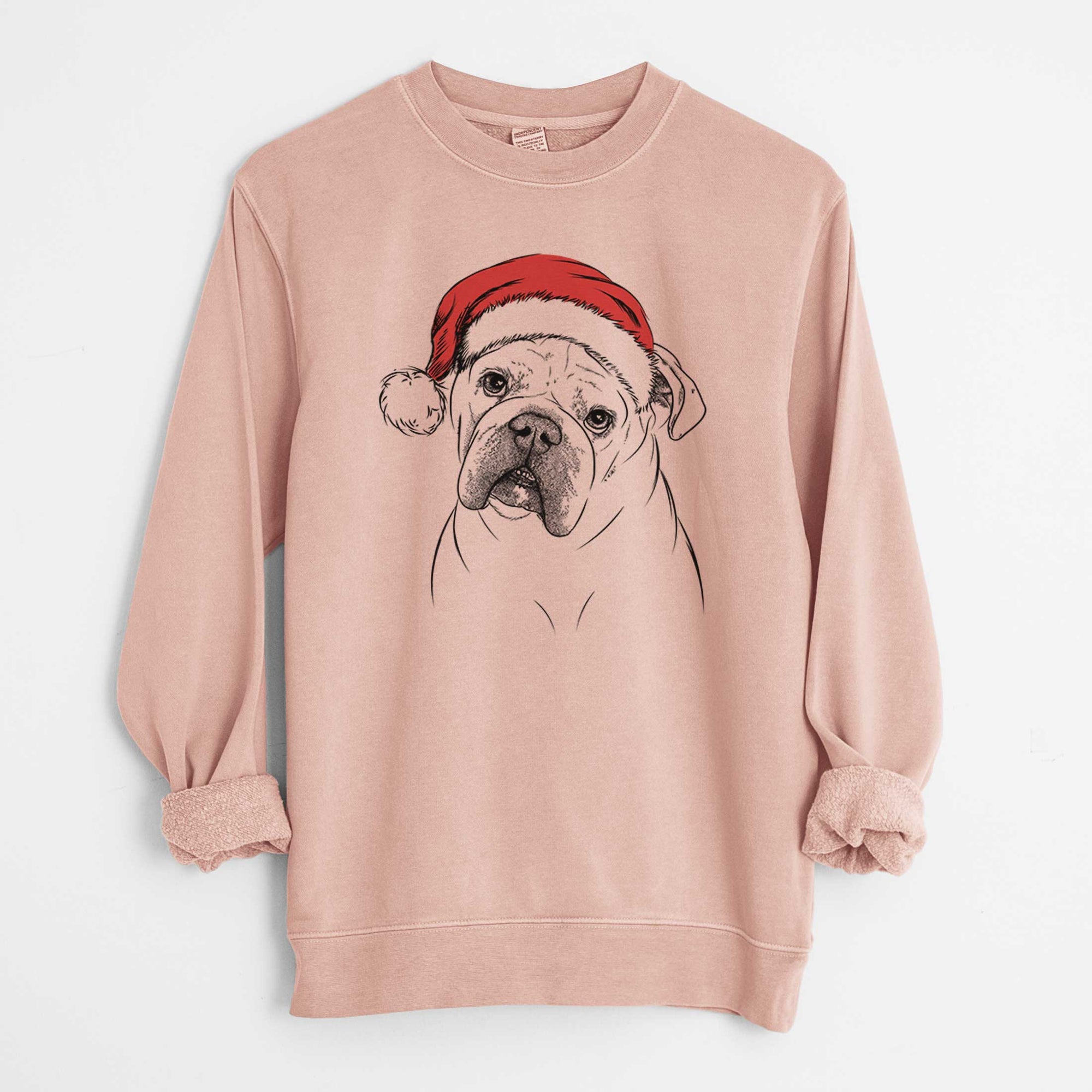 Santa Blossom the English Bulldog - Unisex Pigment Dyed Crew Sweatshirt