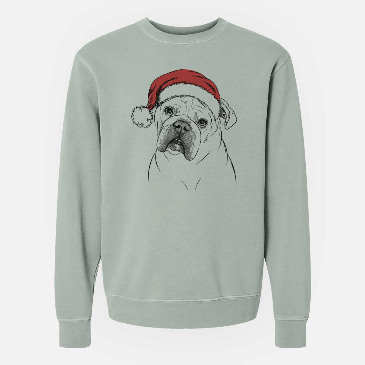 Santa Blossom the English Bulldog - Unisex Pigment Dyed Crew Sweatshirt