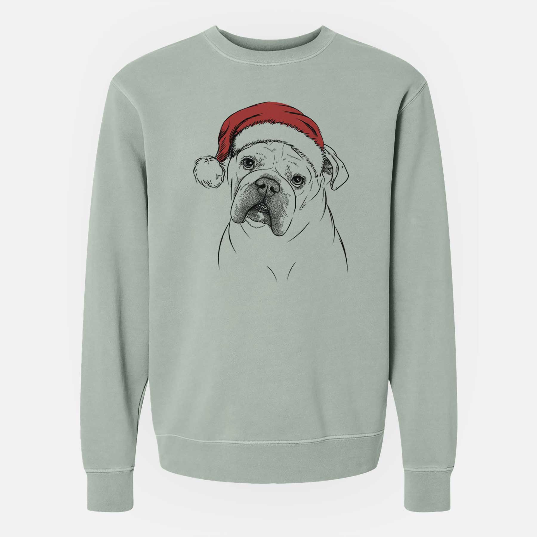 Santa Blossom the English Bulldog - Unisex Pigment Dyed Crew Sweatshirt