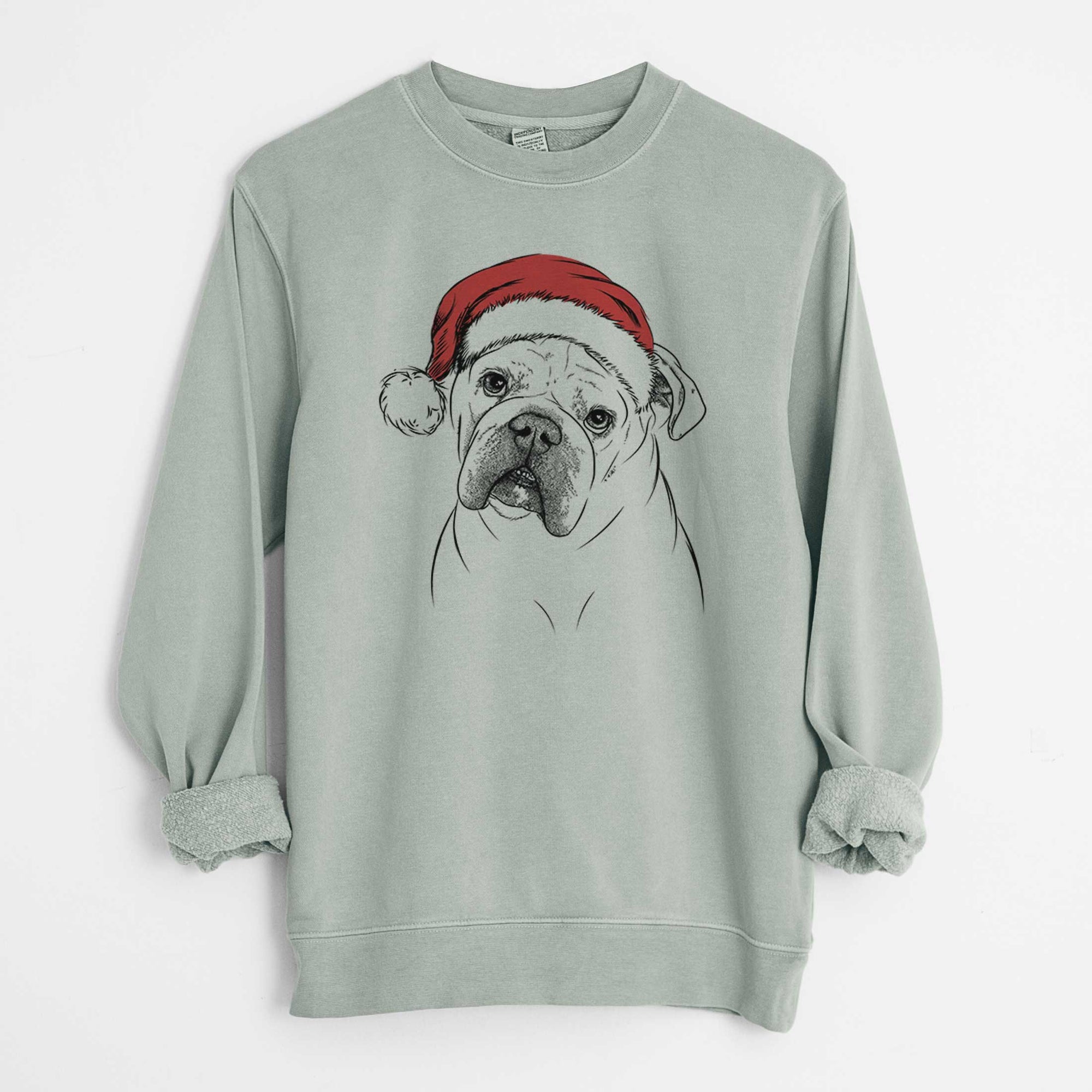 Santa Blossom the English Bulldog - Unisex Pigment Dyed Crew Sweatshirt