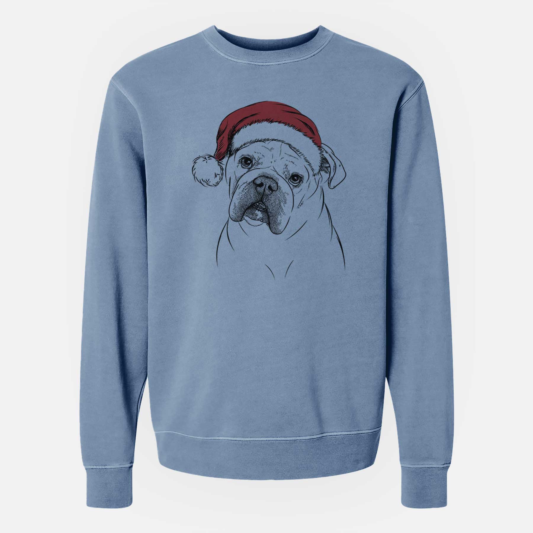 Santa Blossom the English Bulldog - Unisex Pigment Dyed Crew Sweatshirt