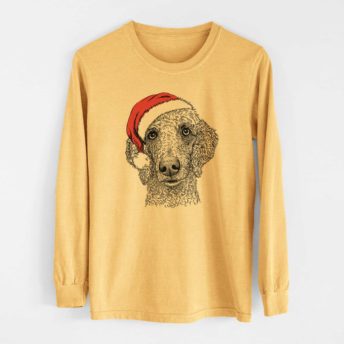 Santa Blossom the Poodle - Heavyweight 100% Cotton Long Sleeve