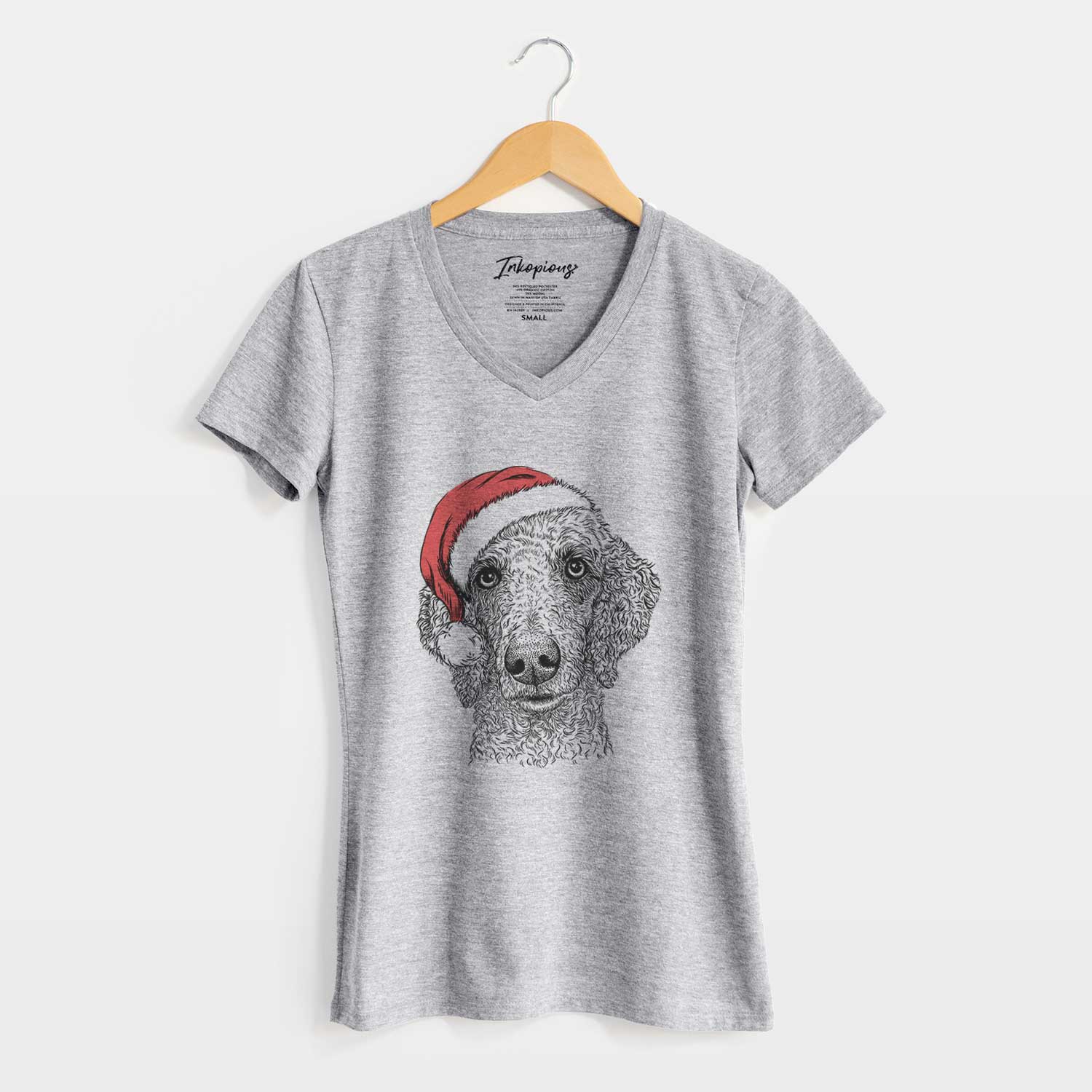 Santa Blossom the Poodle - Women's V-neck Shirt