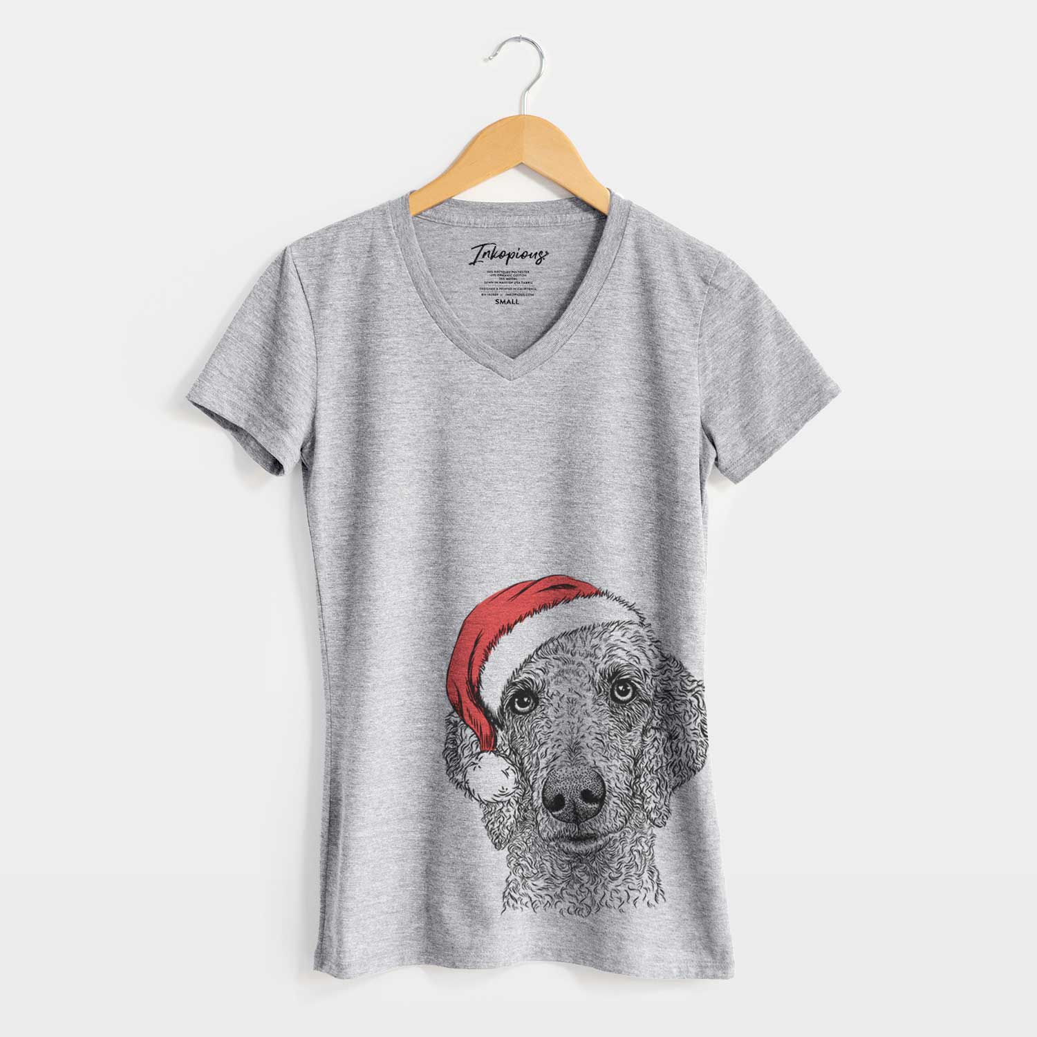 Santa Blossom the Poodle - Women's V-neck Shirt